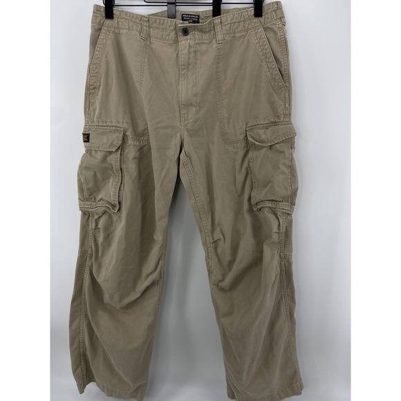 Vintage Polo Jeans Pants Mens 40x32 Khaki Cargo Military Utility Grunge Trashed - Picture 1 of 15